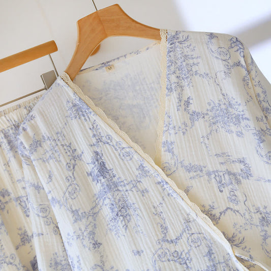 Cotton Gauze Rural Wisteria Pajama Set