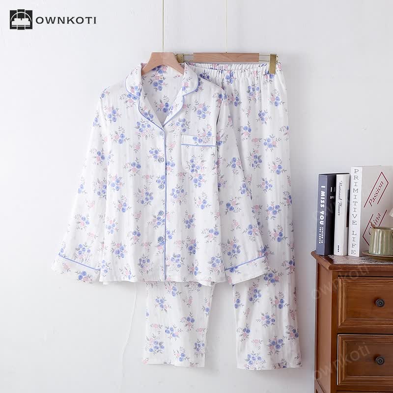 Blueberry Cotton Gauze Pajama Set