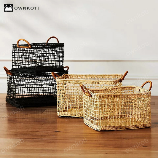 Rattan Woven Hollow Handle Storage Basket