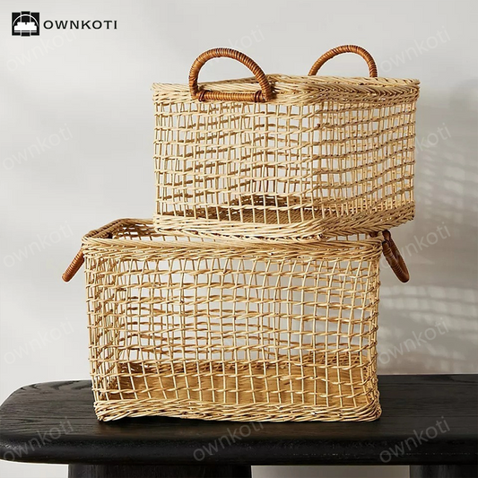 Rattan Woven Hollow Handle Storage Basket