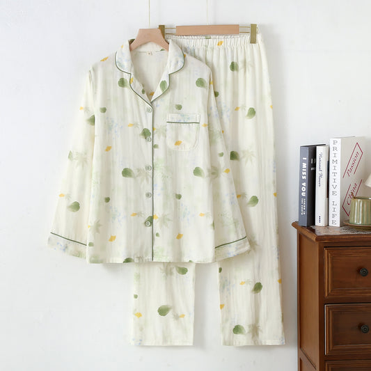 Rural Leaf Cotton Gauze Pajama Set - 2XL - image 1