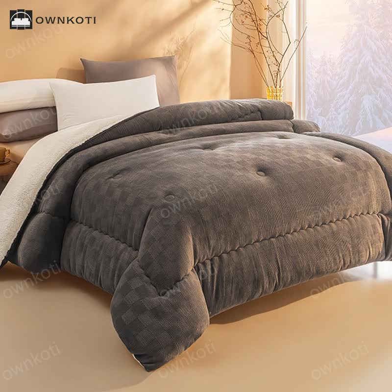 Thick Warm Plush Fleece Blanket with Comforter