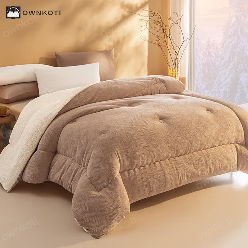 Thick Warm Plush Fleece Blanket with Comforter