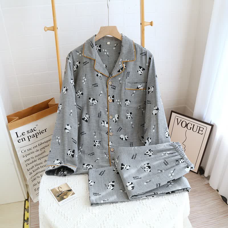 Cute Panda Couple Cotton Pajama Set - image 10