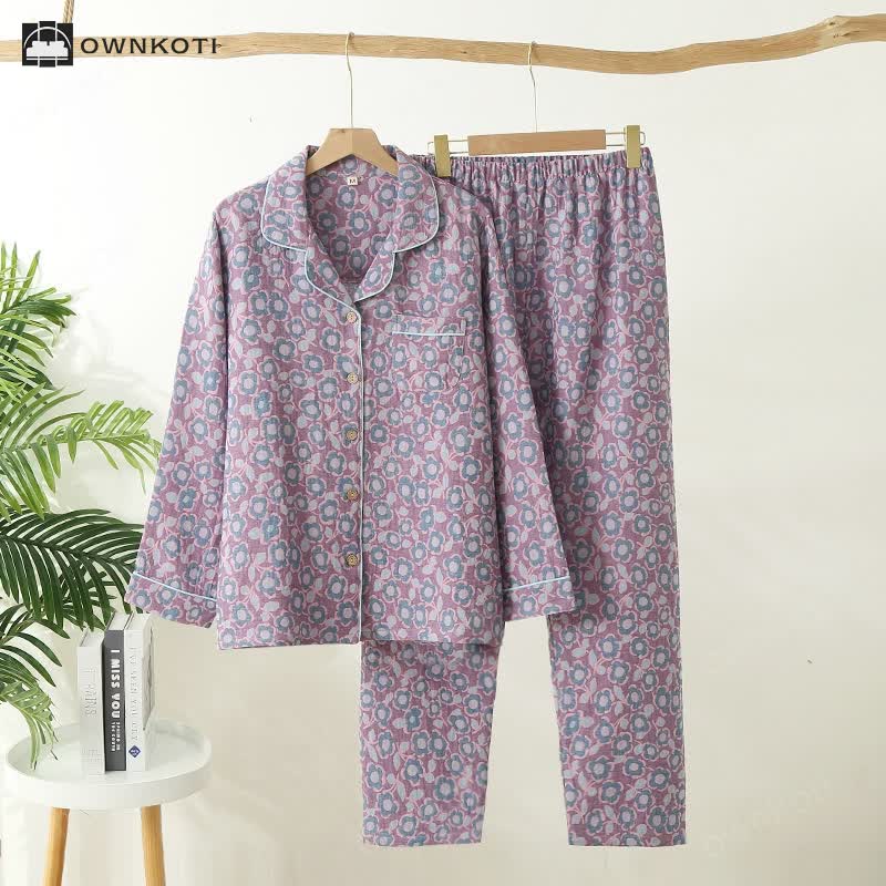 Begonia Flower Cotton Gauze Pajama Set