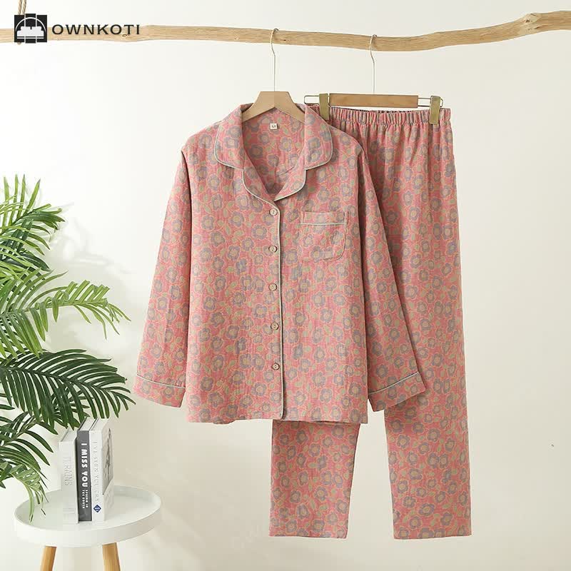 Begonia Flower Cotton Gauze Pajama Set