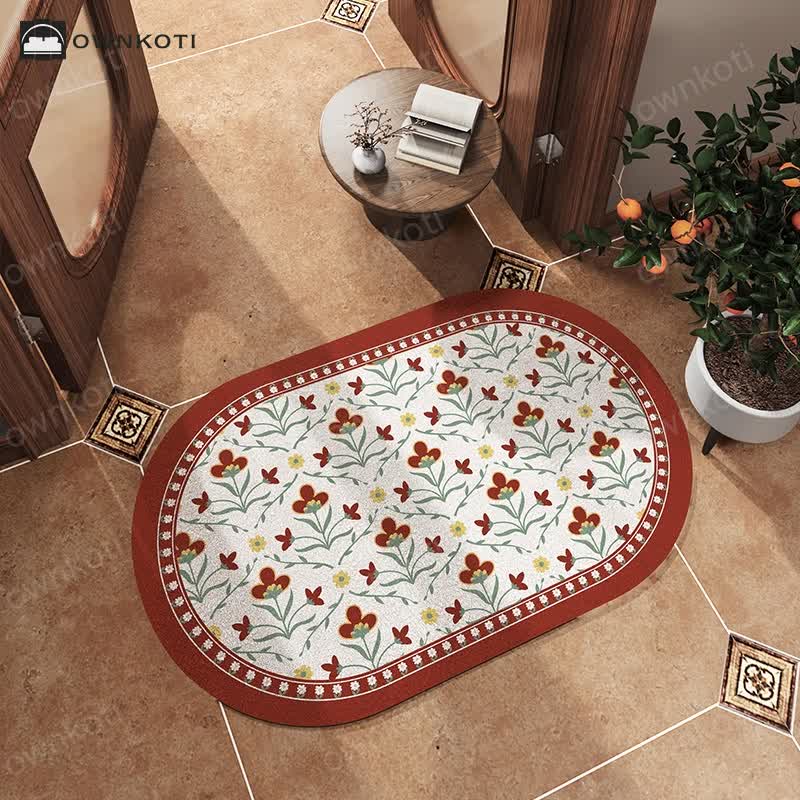 Vintage Floral Anti-slip Bath Mat