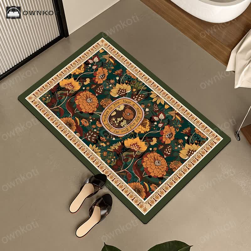 Diatom Mud Floral Anti-slip Floral Floor Mat