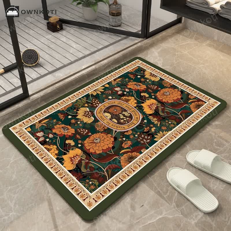 Diatom Mud Floral Anti-slip Floral Floor Mat