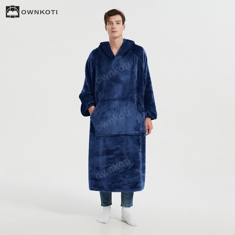 Double-sided Flannel Hooded Long Nightgown