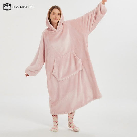 Double-sided Flannel Hooded Long Nightgown