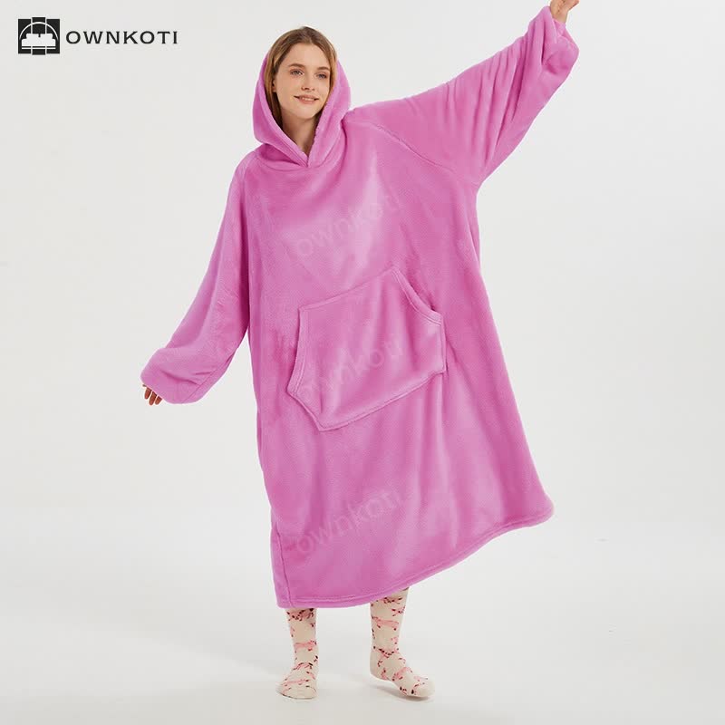 Double-sided Flannel Hooded Long Nightgown