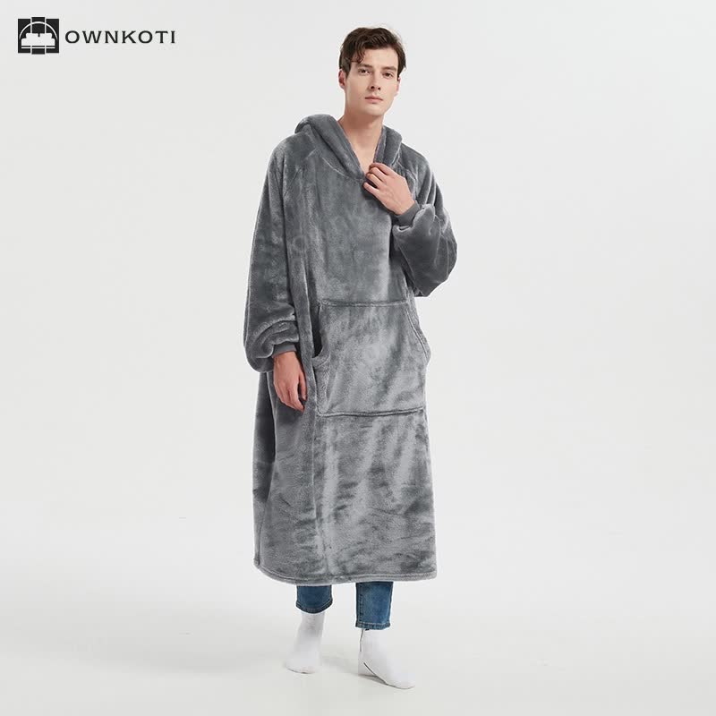 Double-sided Flannel Hooded Long Nightgown