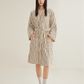 Pure Cotton Simple Striped Soft Bathrobe - White & Brown - XL - image 7