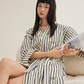 Pure Cotton Simple Striped Soft Bathrobe