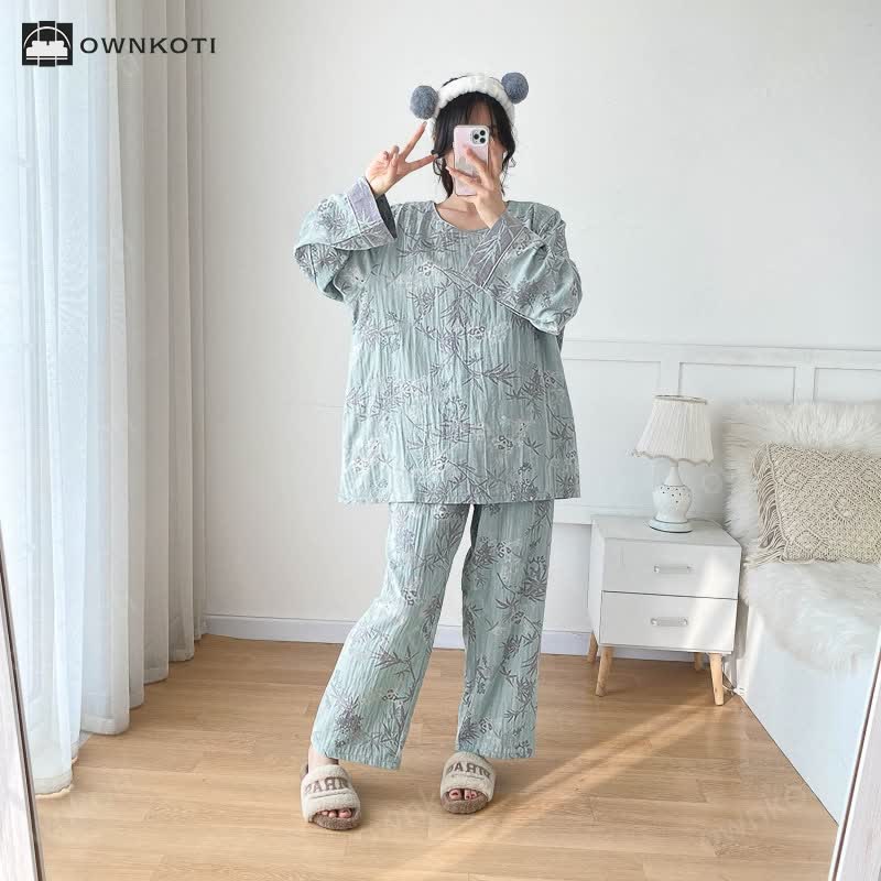 Cotton Gauze Plus Size Bamboo Pajama Set