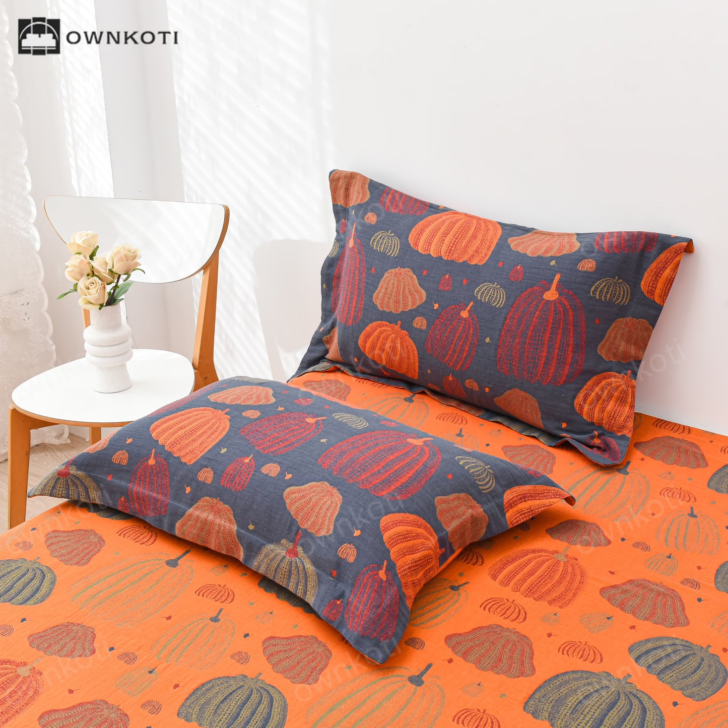 Pumpkin Cotton Gauze Bedding Set (4PCS)