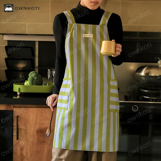 Simple Striped Waterproof Kitchen Apron