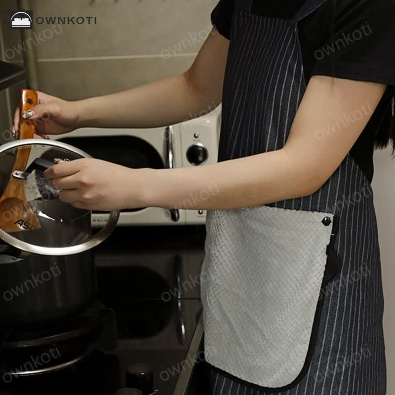 Simple Striped Kitchen Apron with Pocket