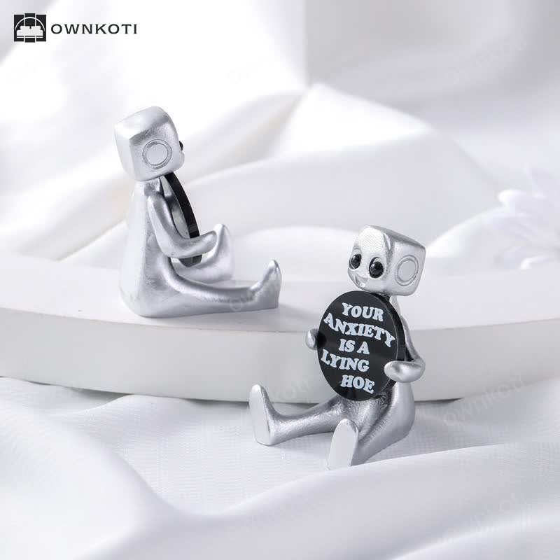 Tiny Robot Resin Statue with Slogan