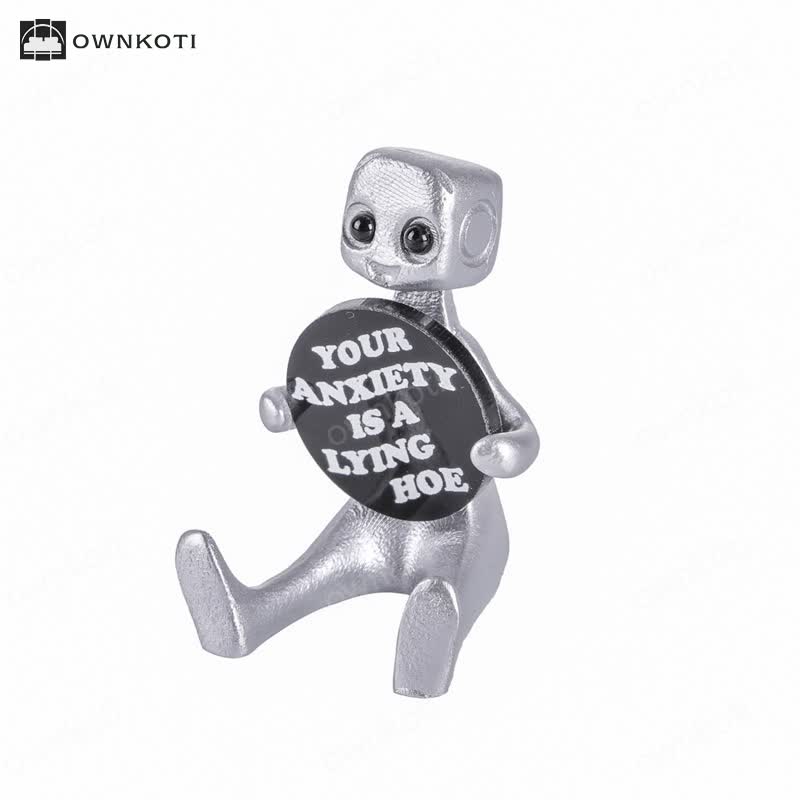 Tiny Robot Resin Statue with Slogan