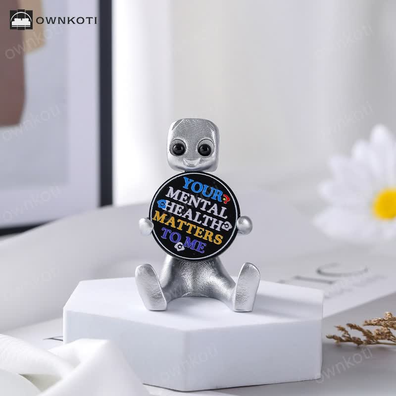 Tiny Robot Resin Statue with Slogan