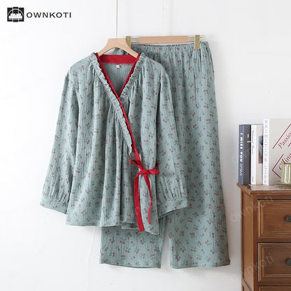 Kimono Rural Rose Cotton Gauze Pajama Set