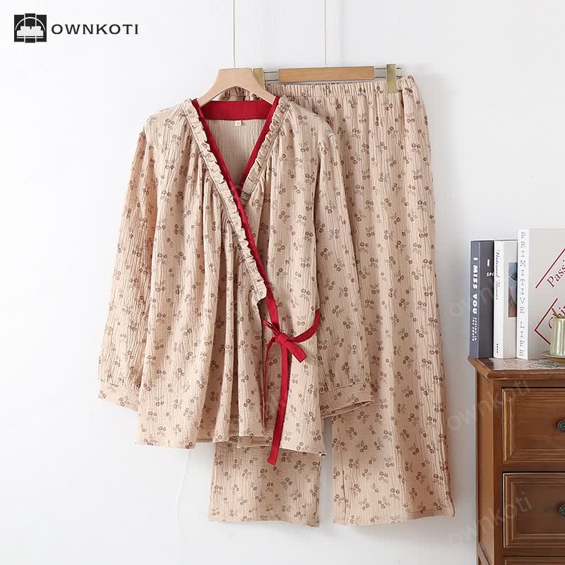 Kimono Rural Rose Cotton Gauze Pajama Set