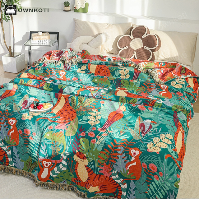 Forest Animals Cotton Gauze Reversible Quilt