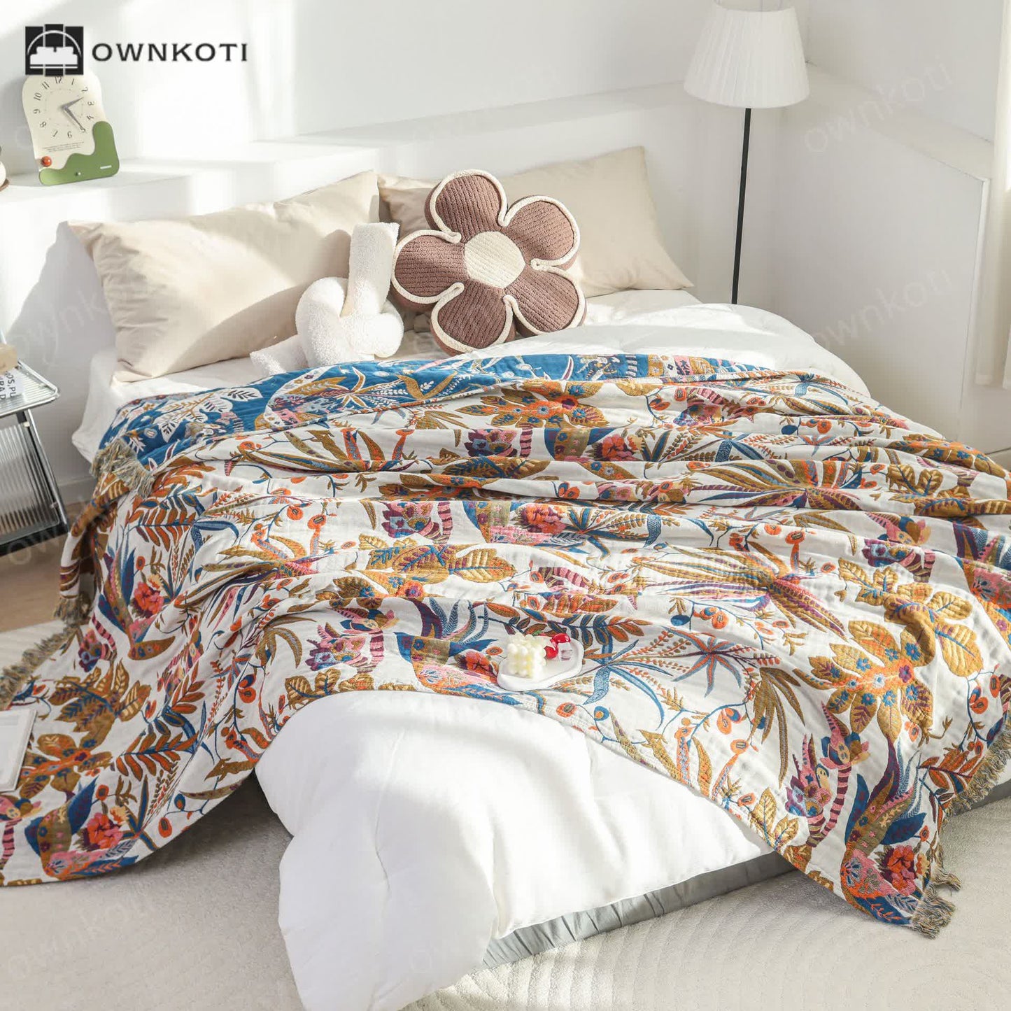 Retro Leaf Cotton Gauze Lightweight Quilt