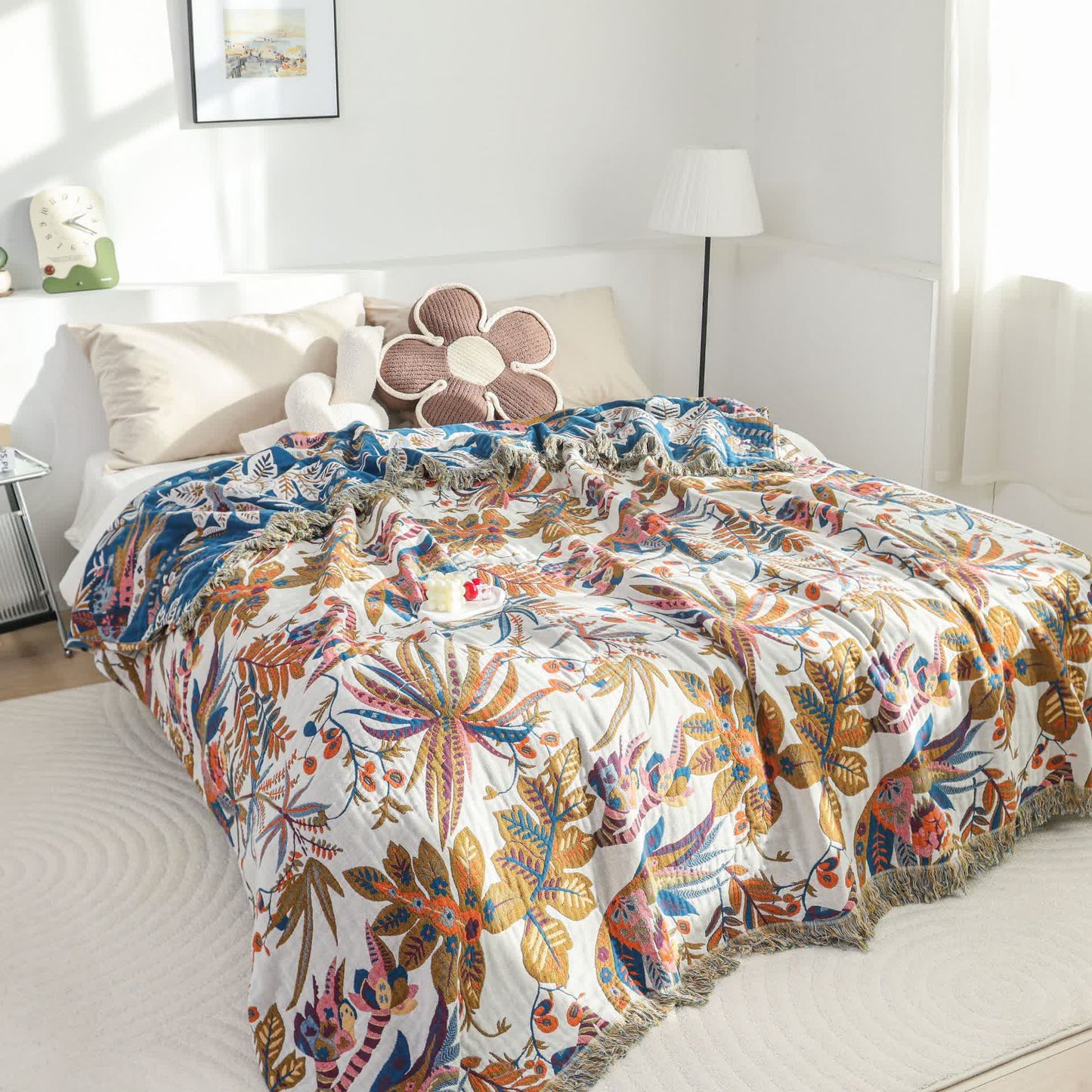 Retro Leaf Cotton Gauze Lightweight Quilt