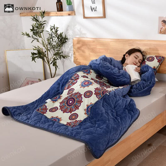 Retro Fleece Functional Pillow Wearable Quilt