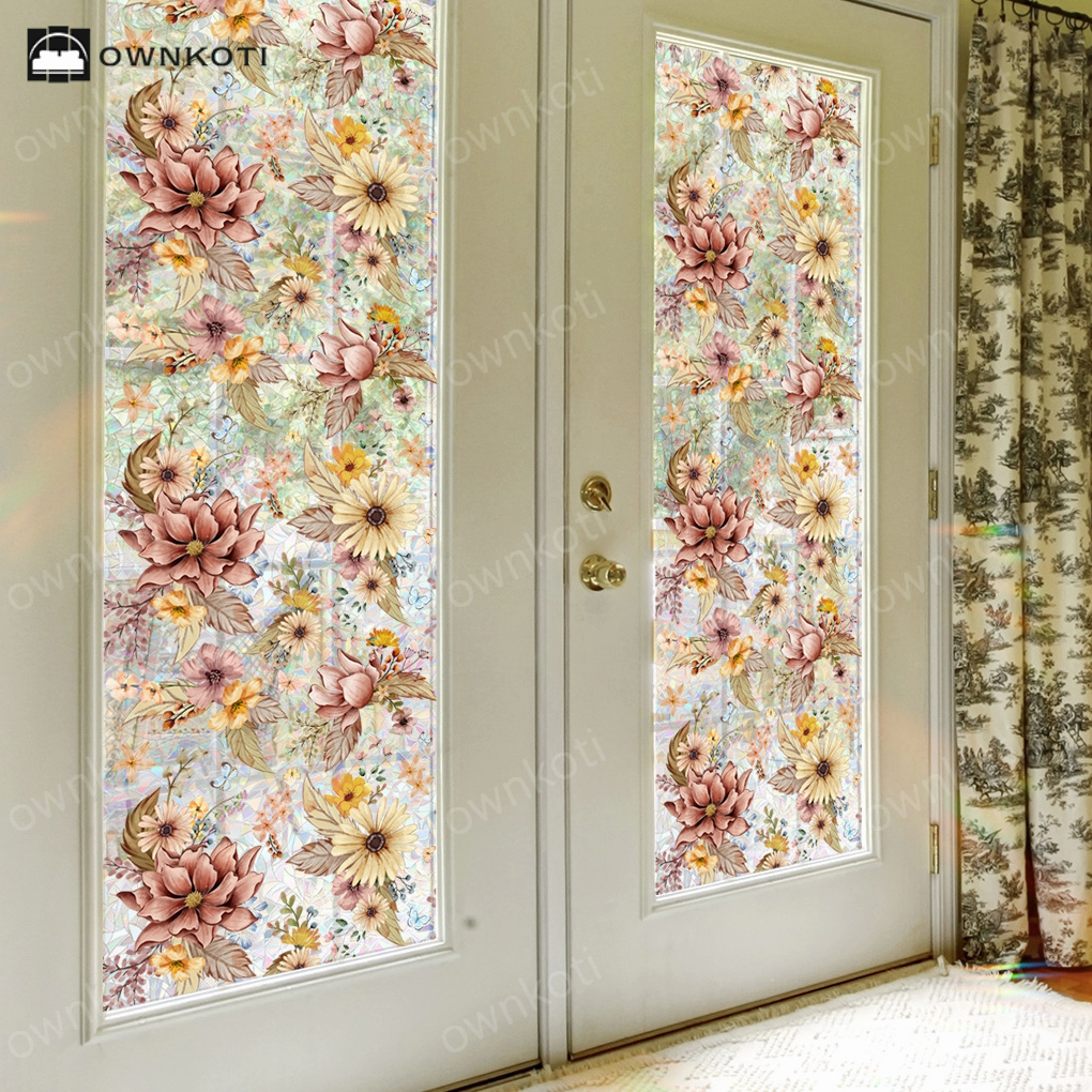 Blooming Floral Static Window Glass Film