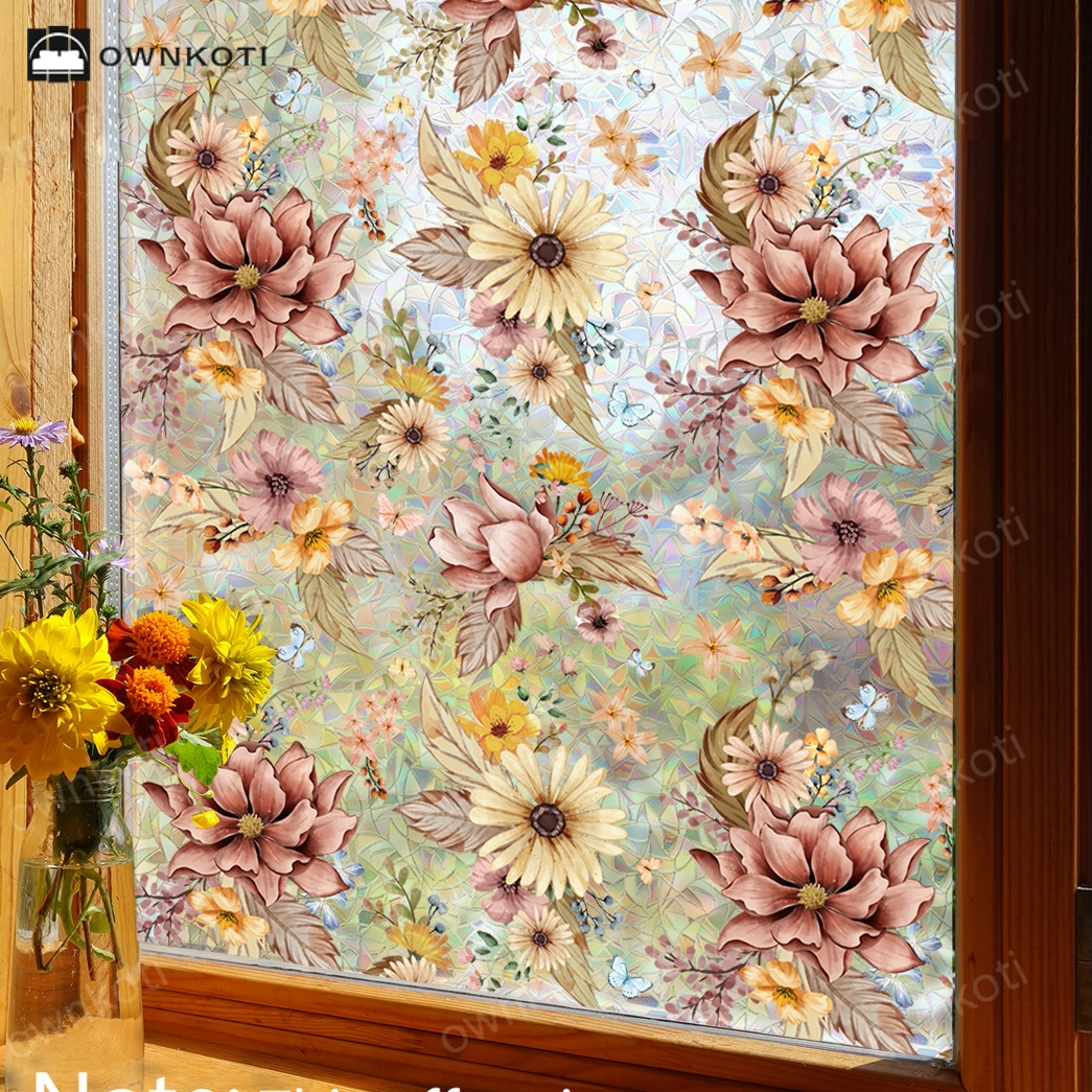 Blooming Floral Static Window Glass Film