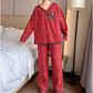 Ownkoti Plus Size Frog Button Rose Cotton Pajama Set - image 2