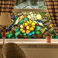 Floral Bird Static Stained Glass Window Cling
