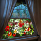 Floral Bird Static Stained Glass Window Cling