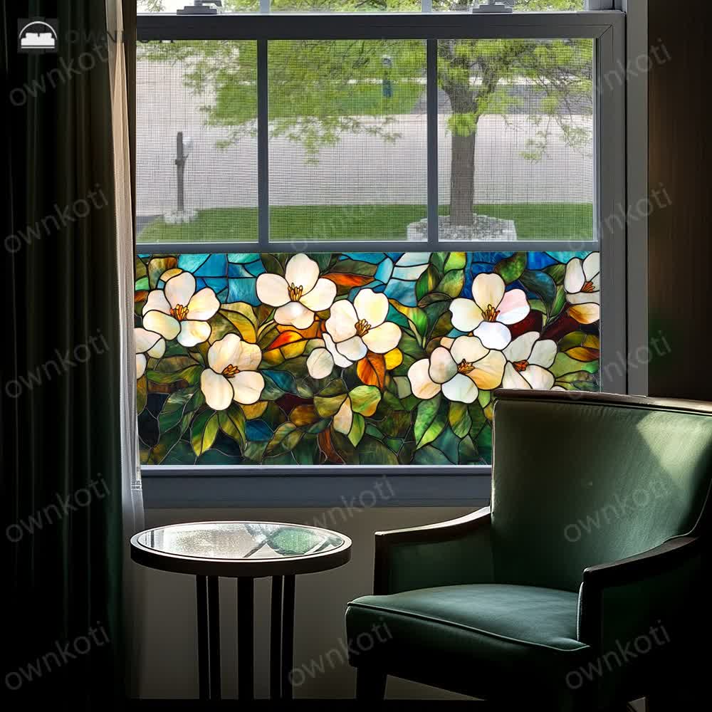 Floral Removable Static Glass Window Film