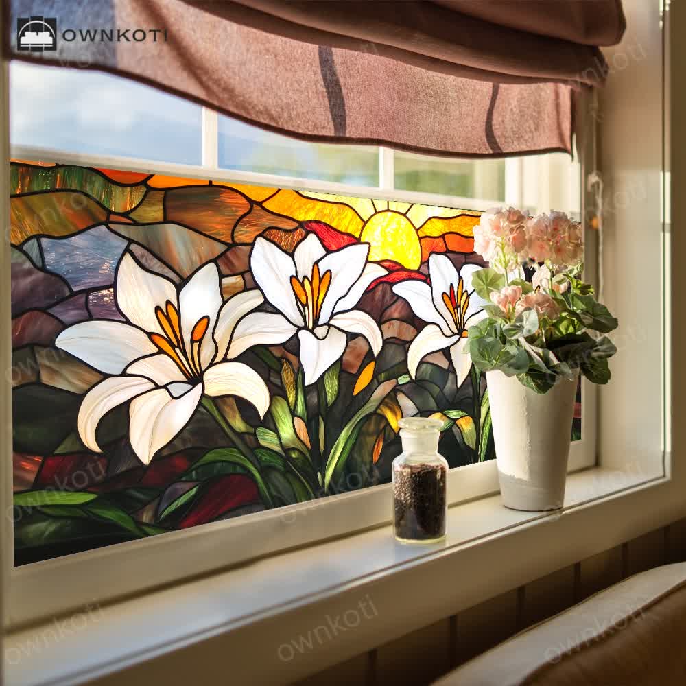 Floral Removable Static Glass Window Film