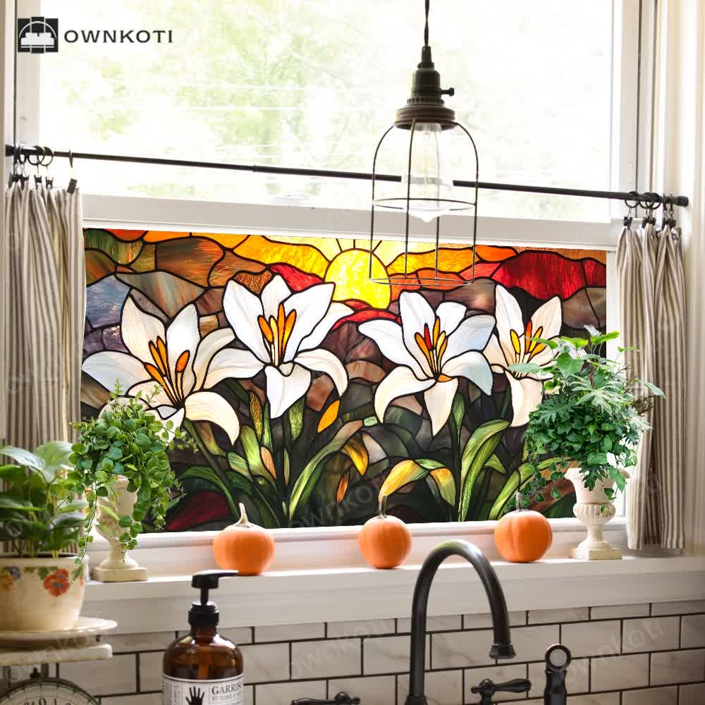 Floral Removable Static Glass Window Film