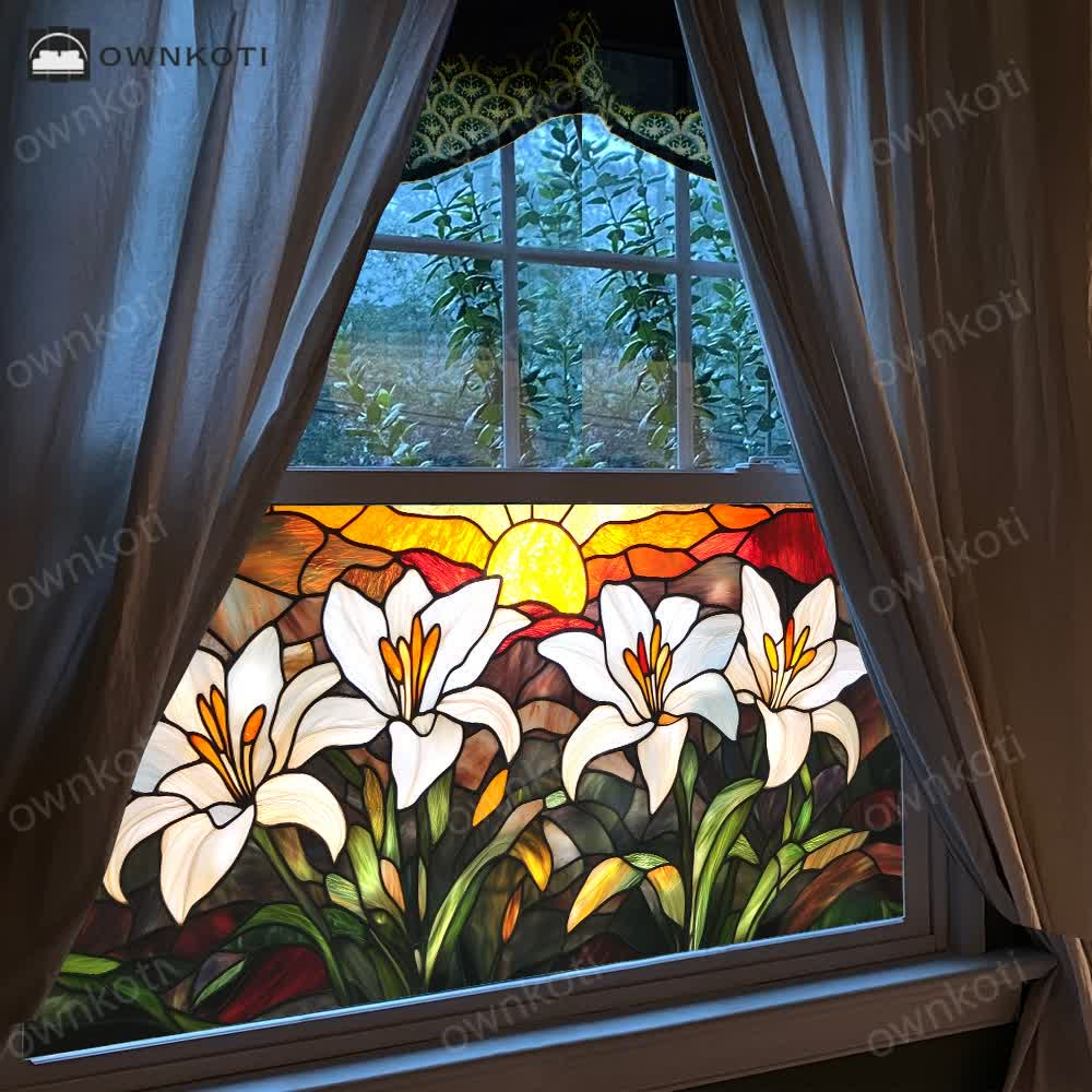 Floral Removable Static Glass Window Film