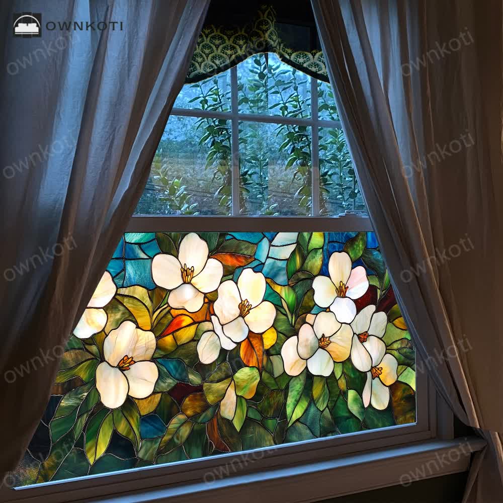 Floral Removable Static Glass Window Film