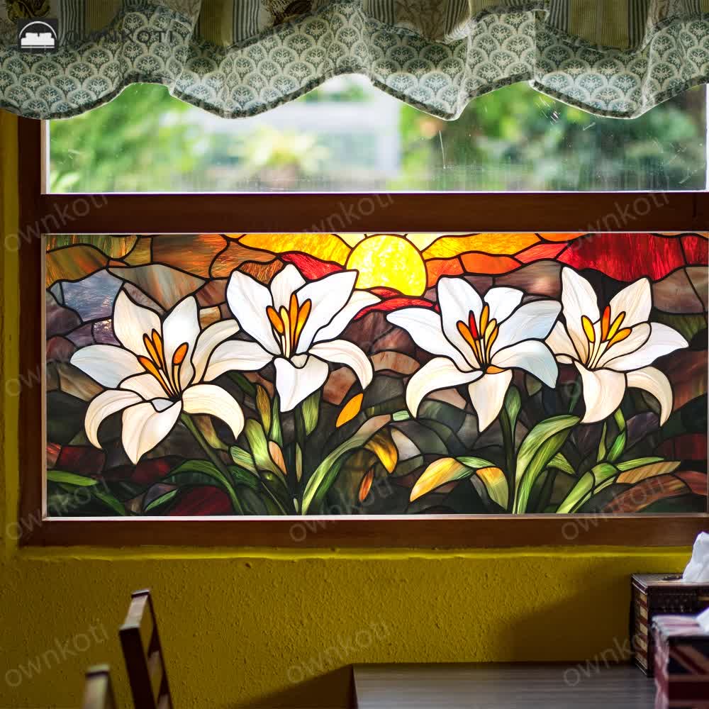 Floral Removable Static Glass Window Film