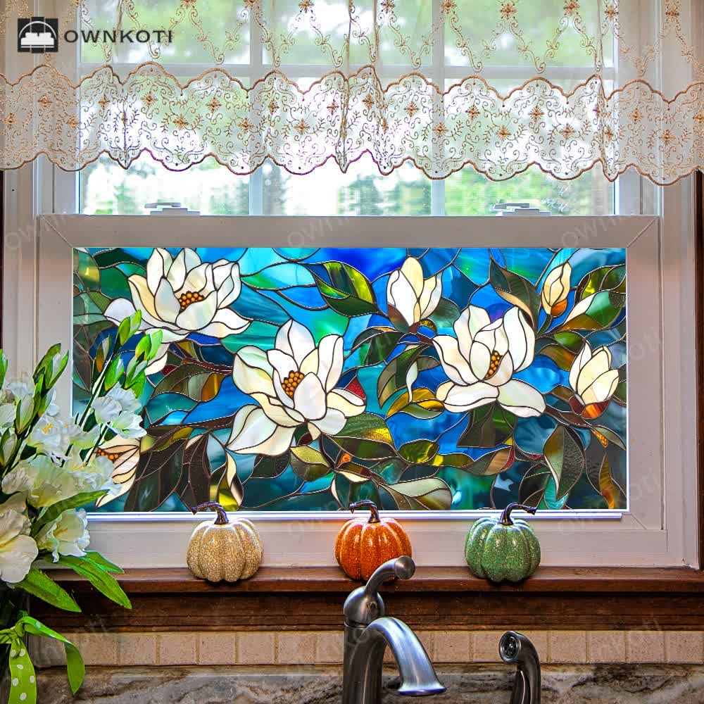 Floral Removable Static Glass Window Film