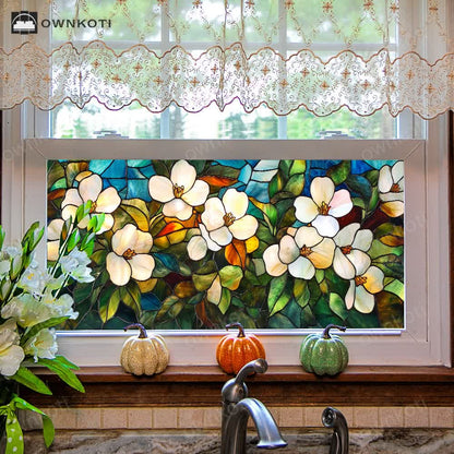 Floral Removable Static Glass Window Film