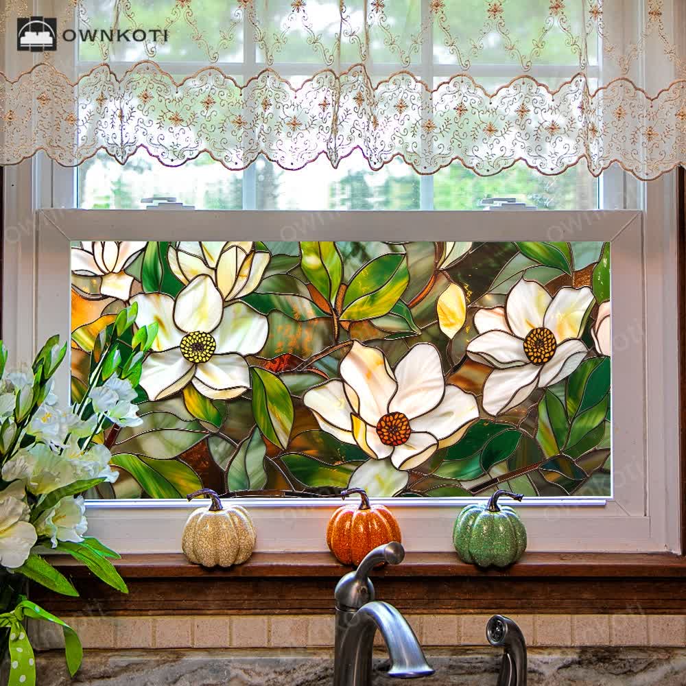 Floral Removable Static Glass Window Film