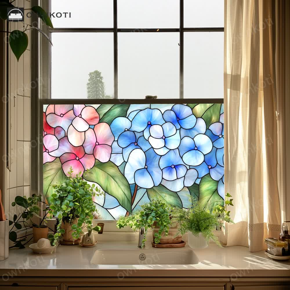 Removable Non-Adhesive Stained Glass Window Film