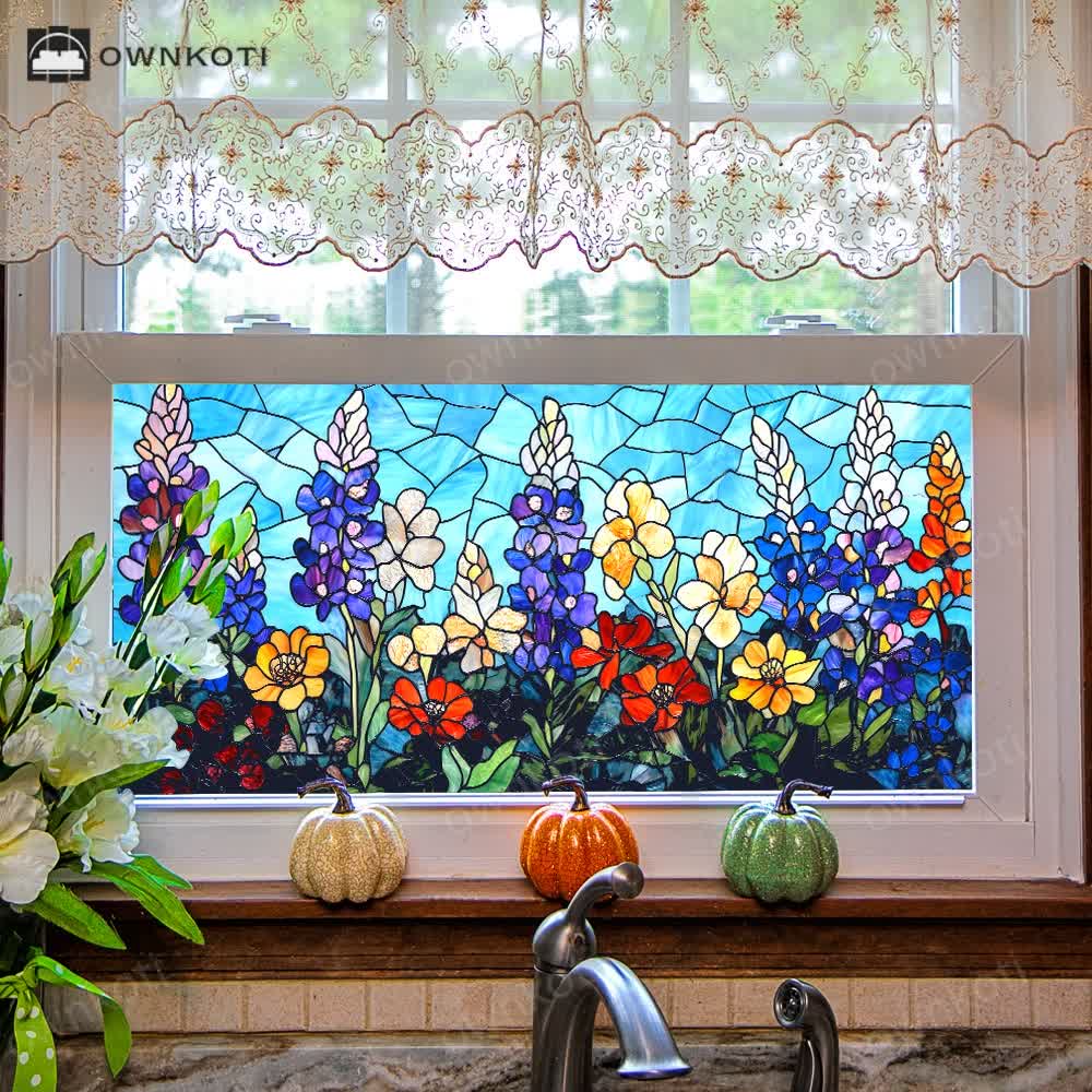 Removable Non-Adhesive Stained Glass Window Film