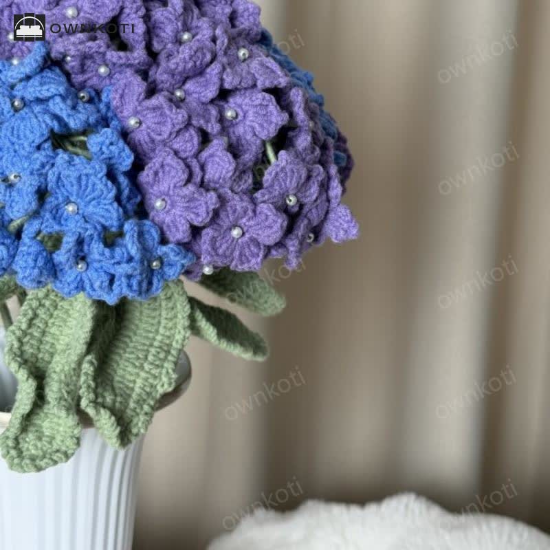 Crochet Hydrangea Bouquet Vase Set