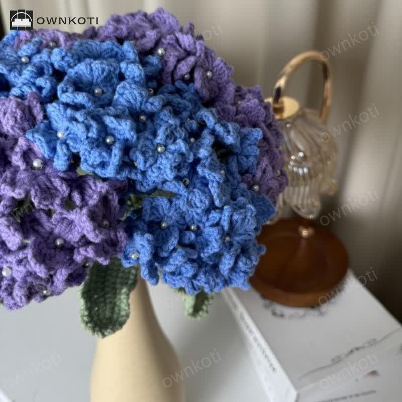 Crochet Hydrangea Bouquet Vase Set